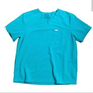 Figs Chisec™ Three-Pocket Scrub Top teal, v neck short sleeve Size XL